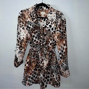 🍂Chico’s safari leopard cheetah drawstring jacket size 2 Large